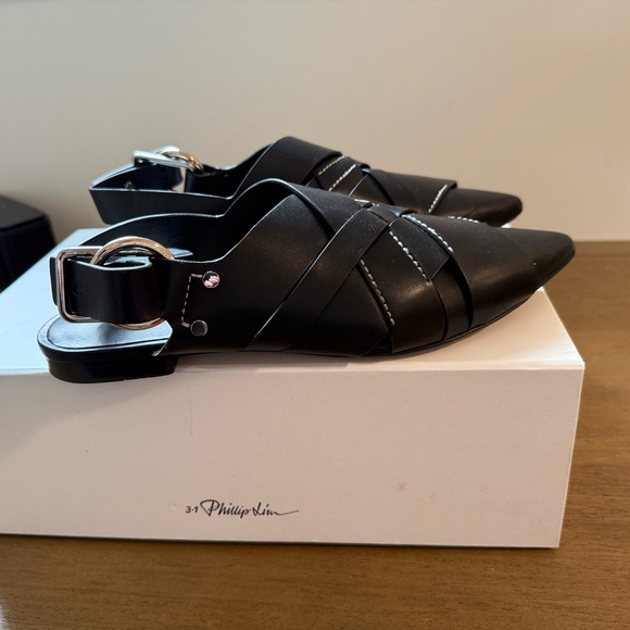 3.1 Phillip Lim Black Woven Pointy Deanna Flats - Picture 5 of 7